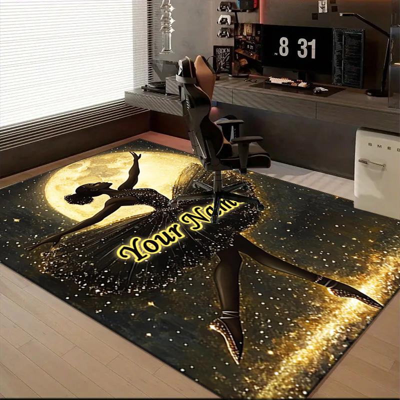 1PC Custom Name Dance Moonlight Theme Floor Mat Ideal for Living Room, Game Rooms, Office, Bedroom Floor Mat Playful Design