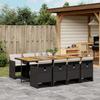 Vidaxl 9-Cz. Garden Furniture Set With Cushions, Black, PE Rattan