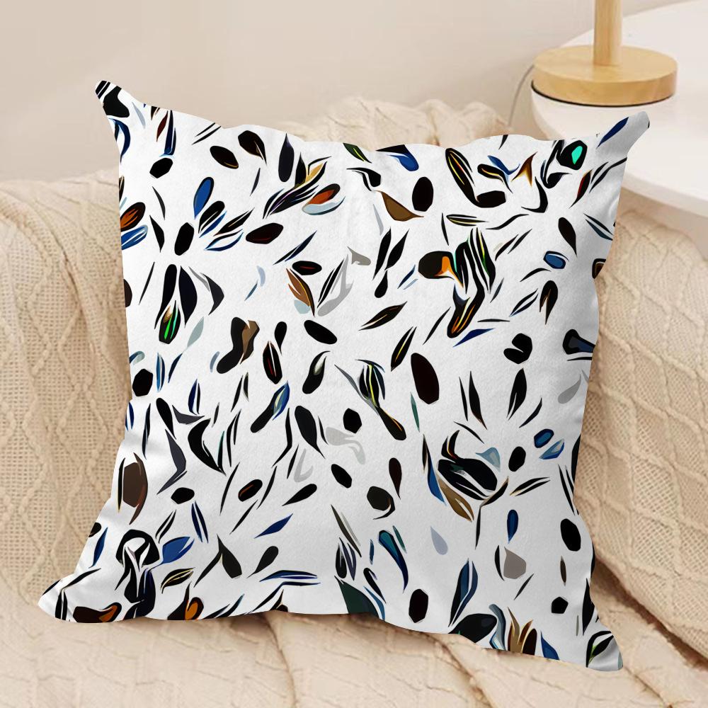 Modern Abstract Flowers Cushion Cover Silky Short Plush Invisible Zipper Dustproof Sofa Pillow Case for Home Decor
