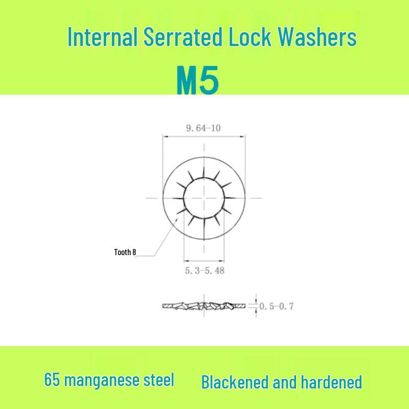 M3-M30 Blackened 65 Manganese Steel Multi-Tooth Inner Lock Washer (GB861.2)