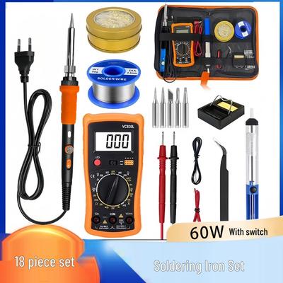 60W Adjustable Electric Soldering Iron Kit, 200-450°C with Inner-Heating and Switch for Household Repairs.