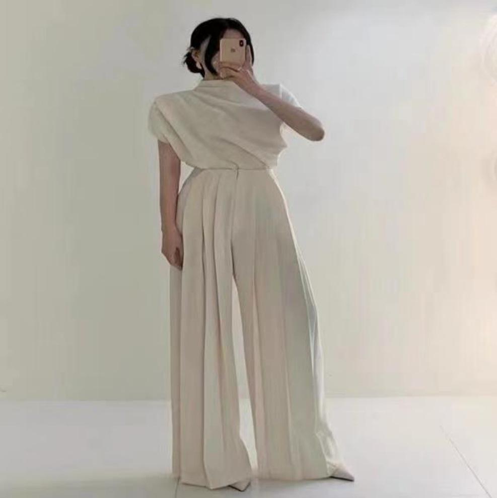 2024 Spring Women's European & American Loose Wide Leg Pleated Pants - High Fashion Drapey Casual Style