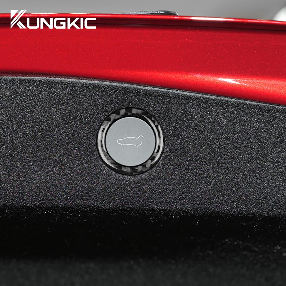 Real Soft Carbon Fiber Sticker For Tesla Model 3 Highland 2025 Car Trunk Switch Button Frame Interior Trim Accessories