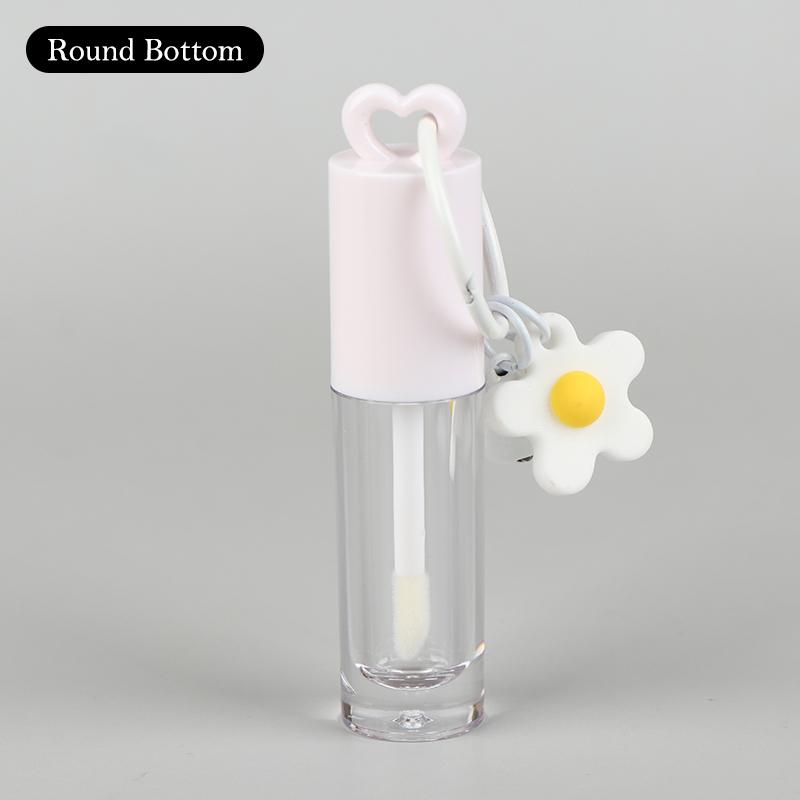 

2.5Ml Pink Heart-Shaped Lip Enamel Tube With Keychain And Brush Rod Lip Gloss Tube Empty Bottle Lips Glaze Container Makeup Tool Chain round белый