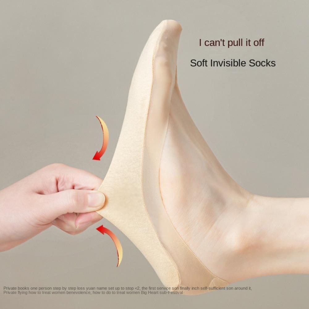 5Pairs Solid Color Invisible Tabi Socks Mesh Non-slip Toe Socks Boat Socks Set Women  Girls