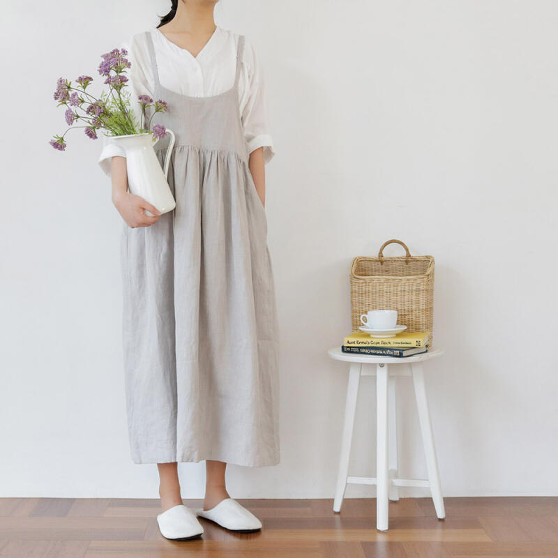 Однотонный льняной фартук 3 цвета Light gray