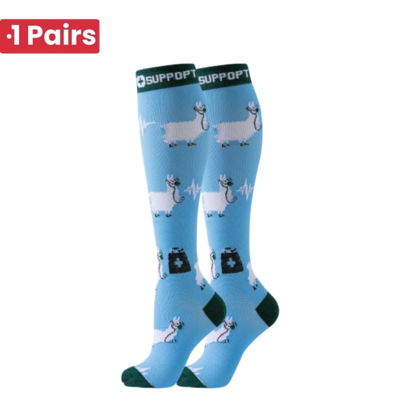 1 Pair Cute Cat Compression Socks Knee High 20-30 Mmhg Fit Medical Edema Diabetes Varicose Veins Running Sports Socks