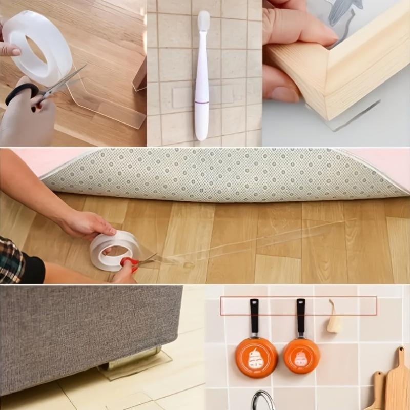 3 Rollen Hochleistungs-Installationsband, doppelseitig, wiederverwendbar, nahtloses Nano-Klebeband, vielseitig einsetzbar, abnehmbar, waschbar, starkes Klebeband, geeignet für das Home Office