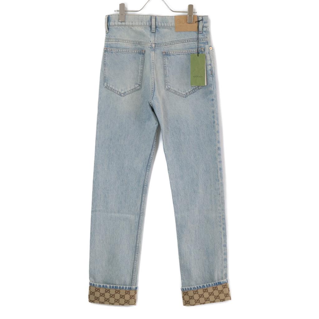 GUCCI [/Domestic genuine] 774078 Turn-Up Washed Zip Fly Denim Pants/ Bottoms 28 Light blueUsed