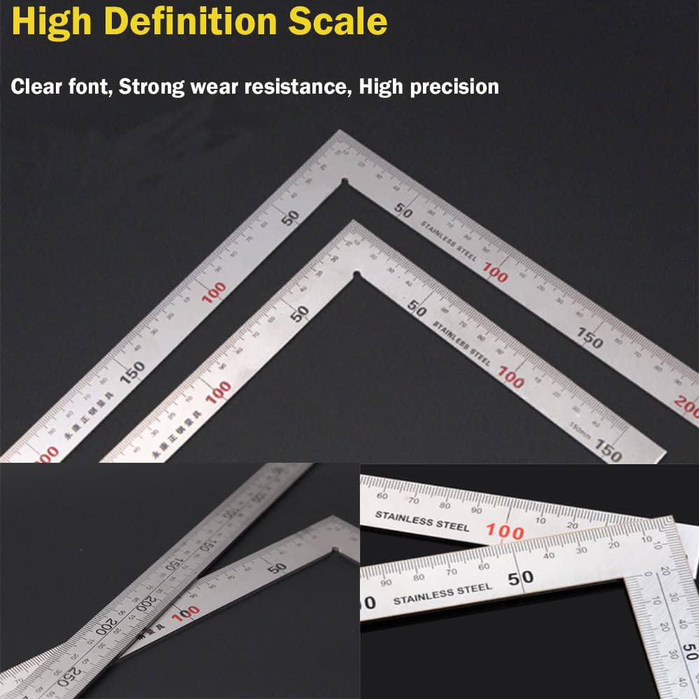 Smgda 30cm 90 Degree Stainless Steel Curved Ruler, L-Shaped Ruler for Angle Measurement, Ideal for Woodworking, Cutting, Drafting, and DIY