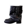 This year's popular short boots women's 2025 autumn and winter new leather black super fire trousers boots thick-soled foreign-style small short boots