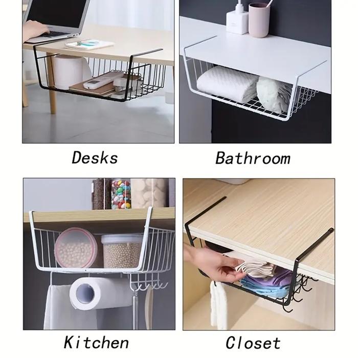 Under-Shelf Hanging Basket Organizer Metal Basket