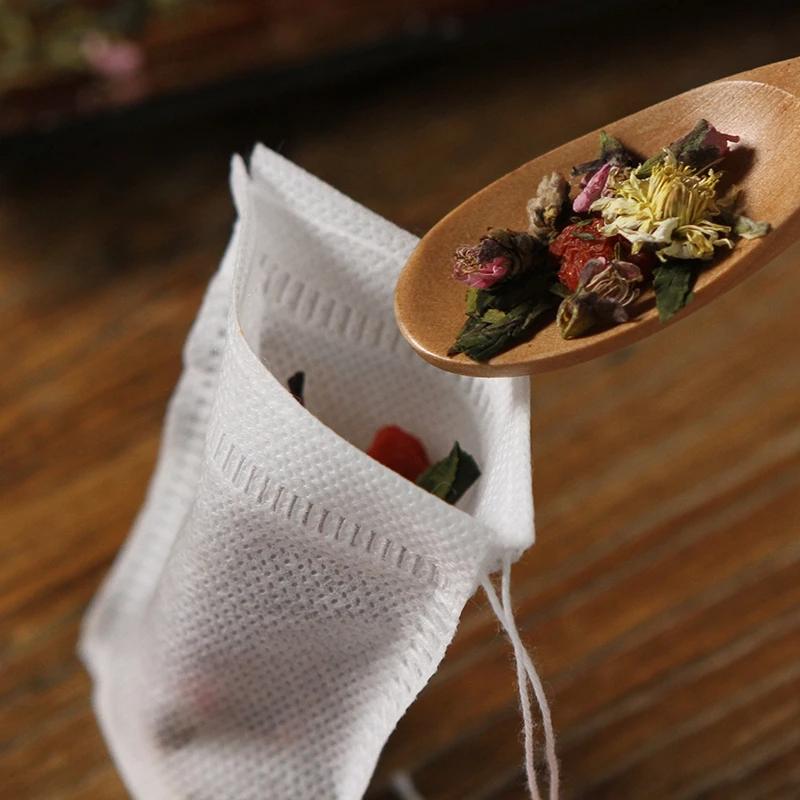 Non-woven Disposable Teabags Empty Filter Bag for Coffee Spice Tea Filters with Drawstring Tea Bags Kitchen Teaware Wholesale
