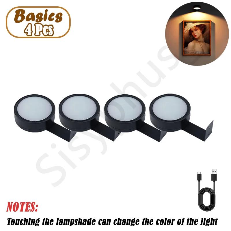 Wall Mounted Wireless Picture Light with Remote Control Dimmable Battery Operated Adjustable 13 Color Light for Artwork Display