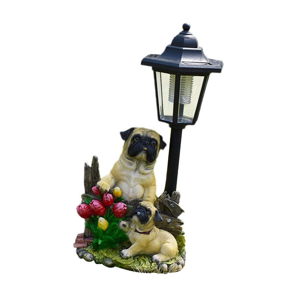 Patio Dog Figurine, Light Sculpture Made of Resin for The