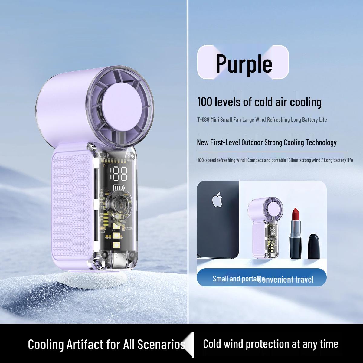 New T689 High-Speed Handheld USB Rechargeable Mini Portable Pocket Fan