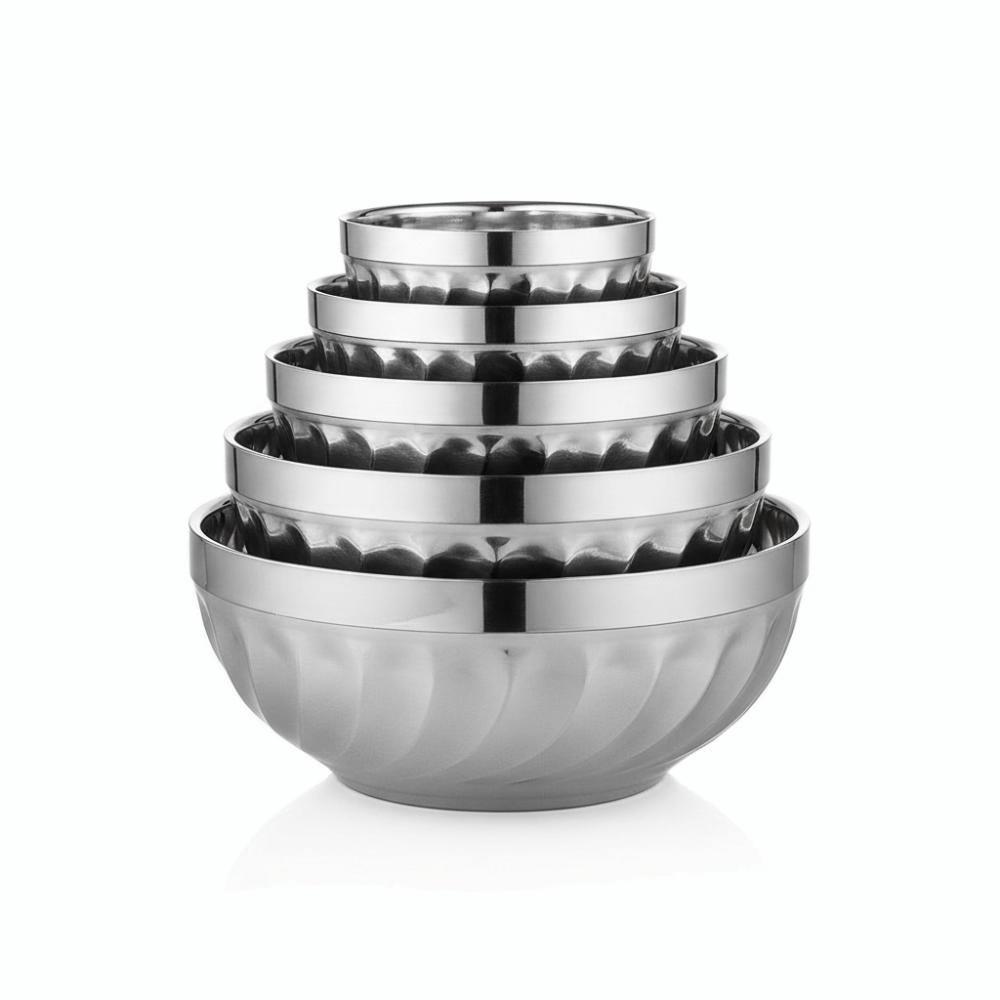 2pcs Stainless Steel Salad Rice Bowl Heat Resistant Korean Stainless Steel Bowl Kitchen Tableware 12-20cm Soup Ramen Bowl