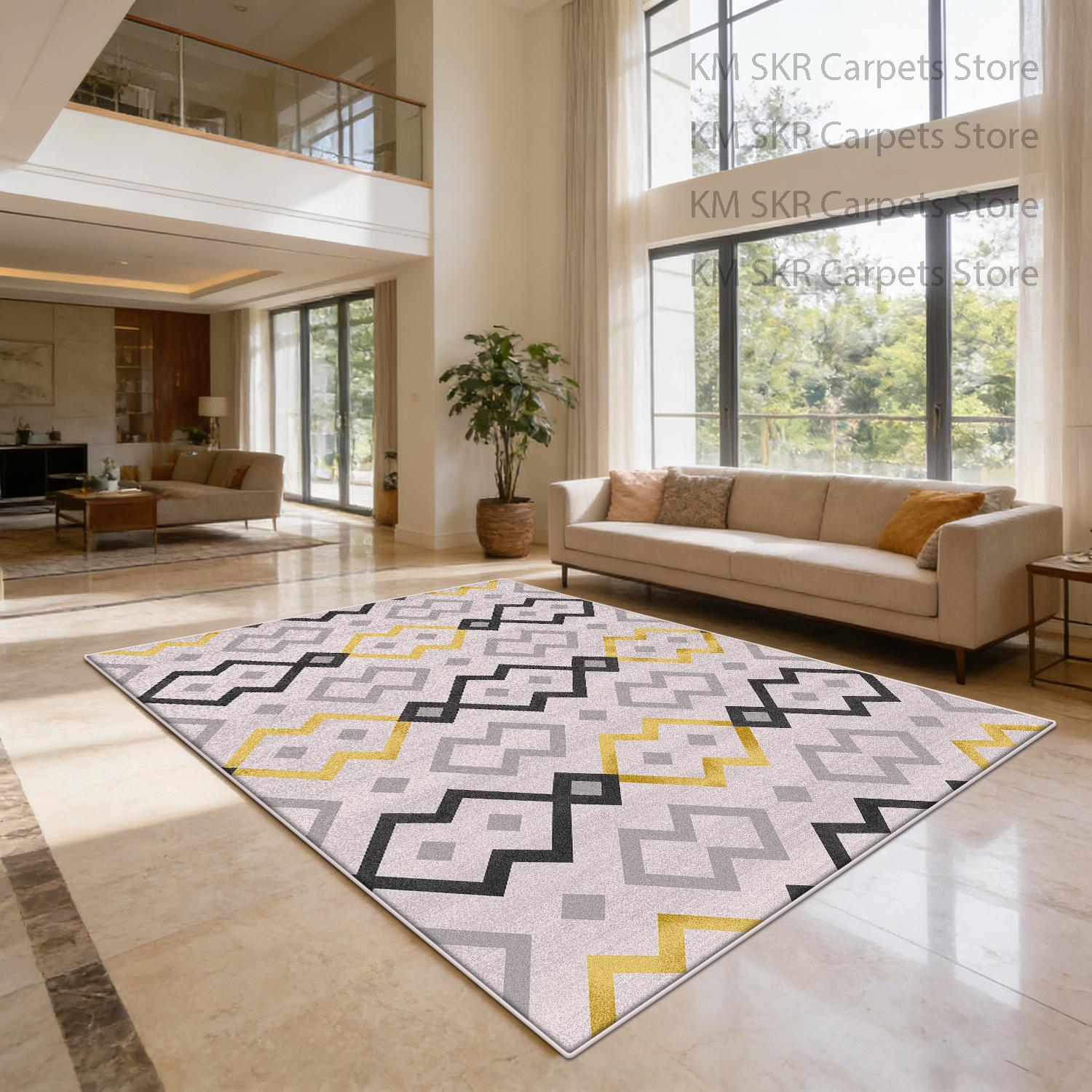 

Ethnic Geometric Living Room Carpet Decoration Home Washable Antiskid Bedroom Kitchen Rug Soft Fluffy Office Luxury Floor Mats 60x90cm