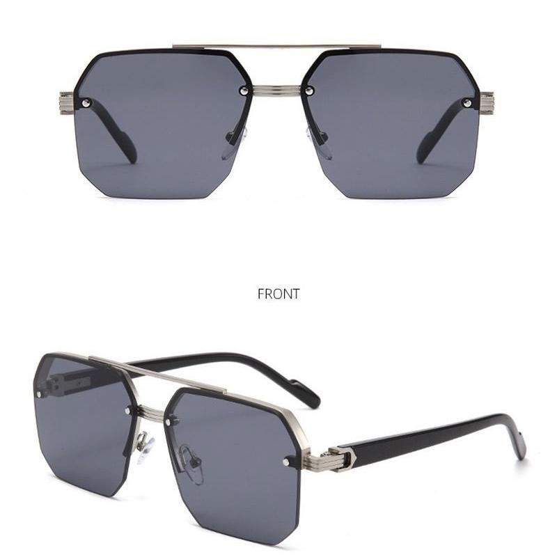 Rimless Square Aviator Sunglasses | Gradient Lens Fashion Shades for Men & Women