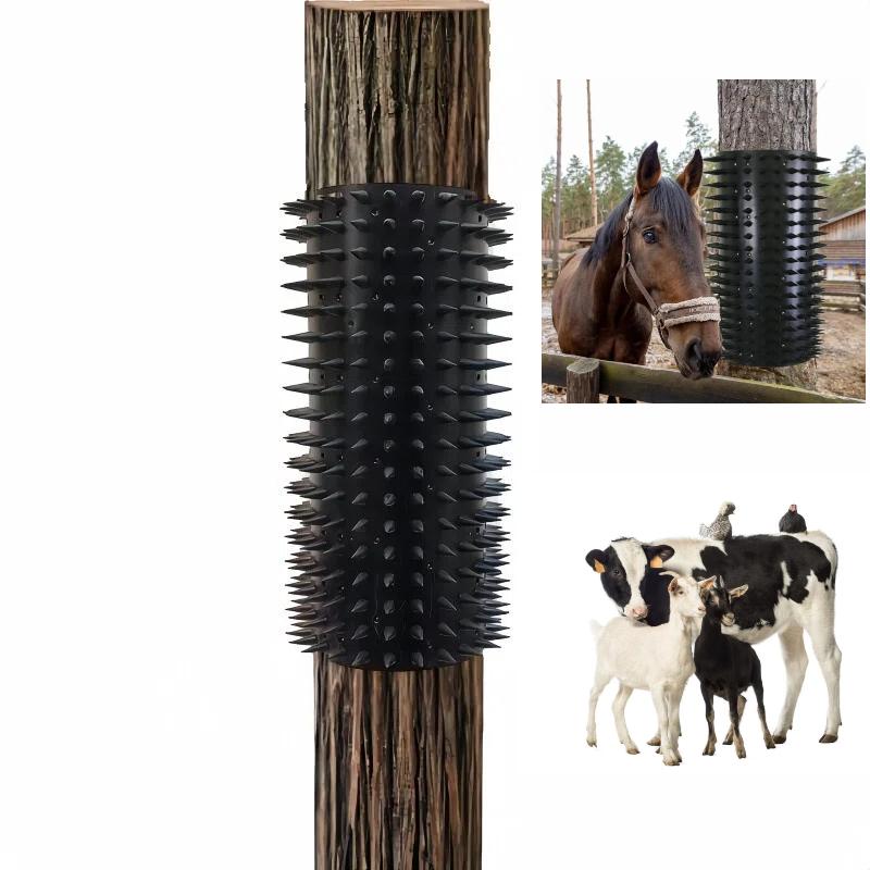Equine Bovine Massage Brush Sturdy Mulfunctional Strong Weather Resistant Livestock Itch Post Pad for Fence Farm Indoor Garden