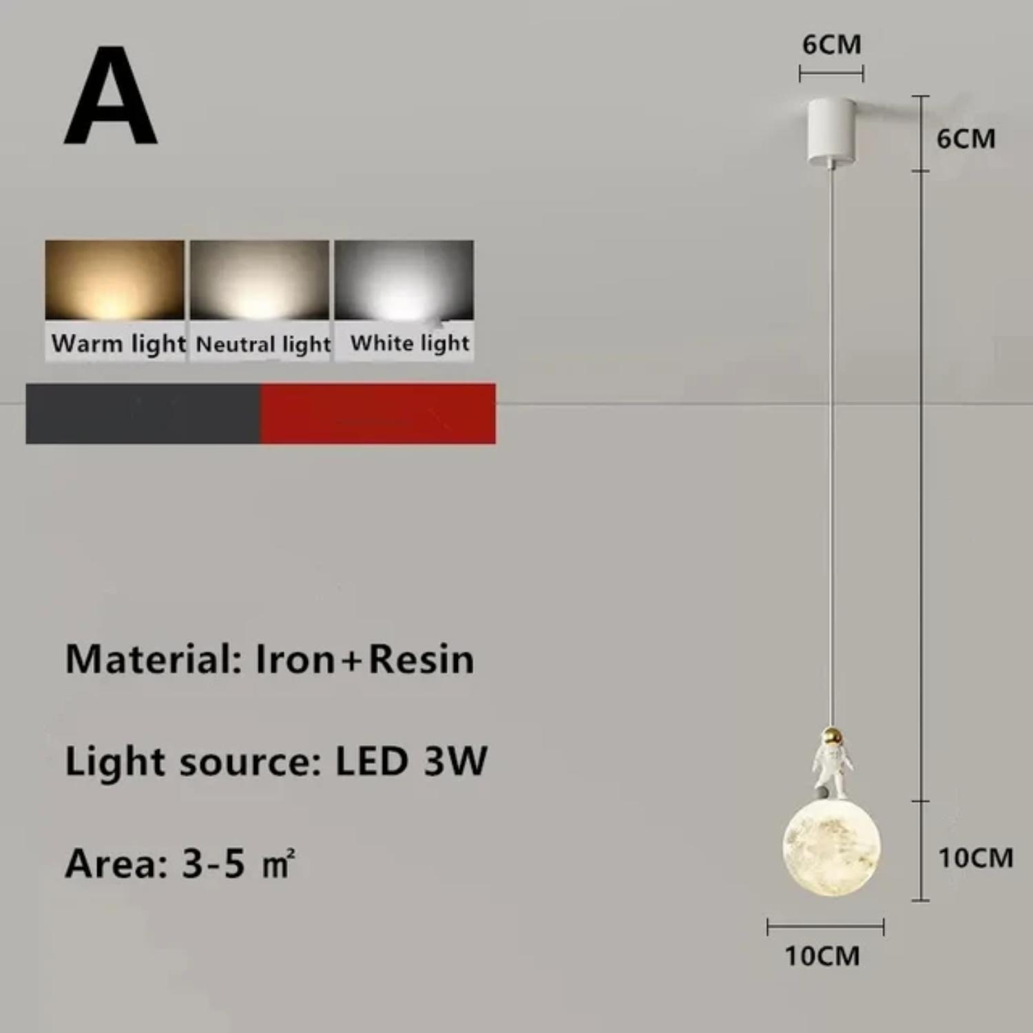 

Нові вишукані, сучасні та сучасні мінімалістичні підвісні світильники Lunar Astronaut біля ліжка для дитячої кімнати - маленька спальня Wall D Three Colors