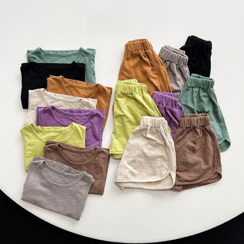 8 spalvų bambuko medvilnės marškinėliai be rankovių kūdikiams - vasaros 2025 m. madingi marškinėliai berniukams ir mergaitėms
