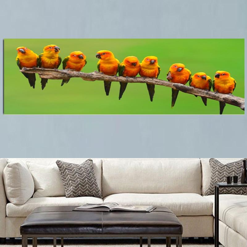 Tierische horizontale Vögel auf den Linien, Öl-Leinwand-Gemälde, Pop-Art-Poster und Drucke, Bilder, Wohnzimmer, Schlafzimmer, Heimdekoration