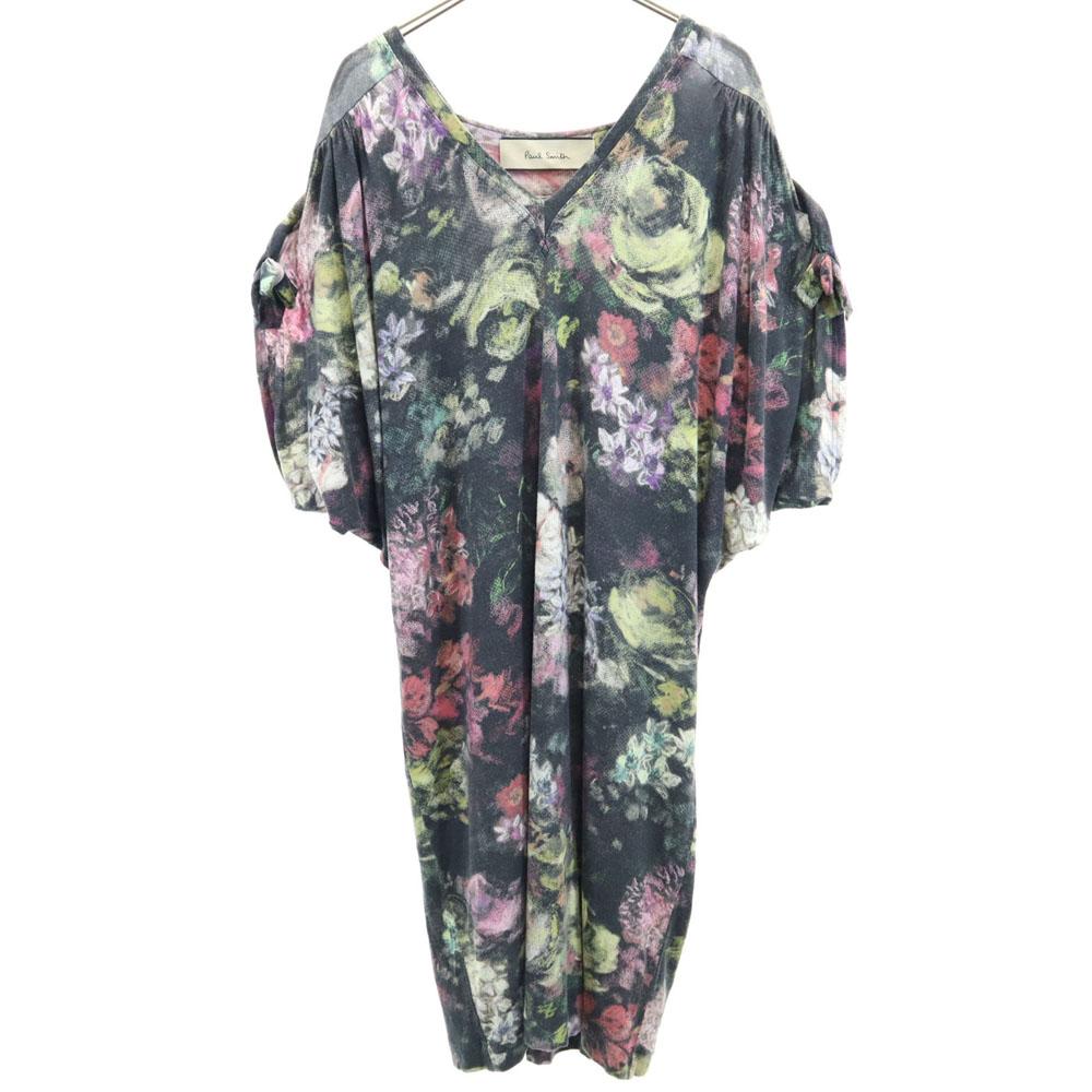 Paul Smith Floral No sleeve V neck one piece M Charcoal black, etc. Women Used