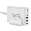 120W Gallium Nitride Desktop Charger 3A3C PD, 6 Ports for Direct Charging