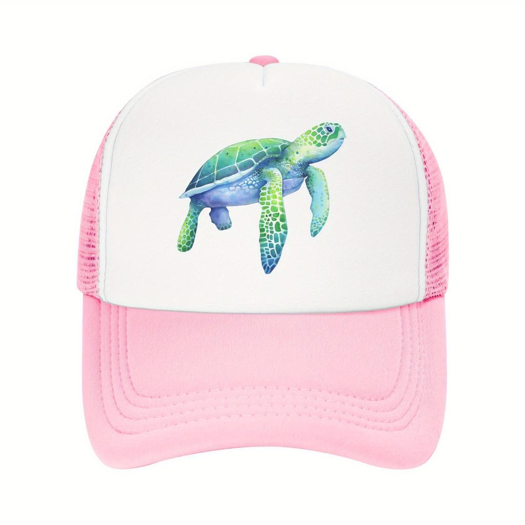 Schildkröte Grafik Trucker Cap Verstellbar Atmungsaktiv Netz Baseballkappe für Erwachsene Reisen