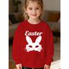 Kids Unisex Crewneck Sweatshirt, Easter Bunny Mask Letter Print Long Sleeve Pullover, Soft Fleece Kids Sweatshirt For Boys Girls Over 4 Years Old