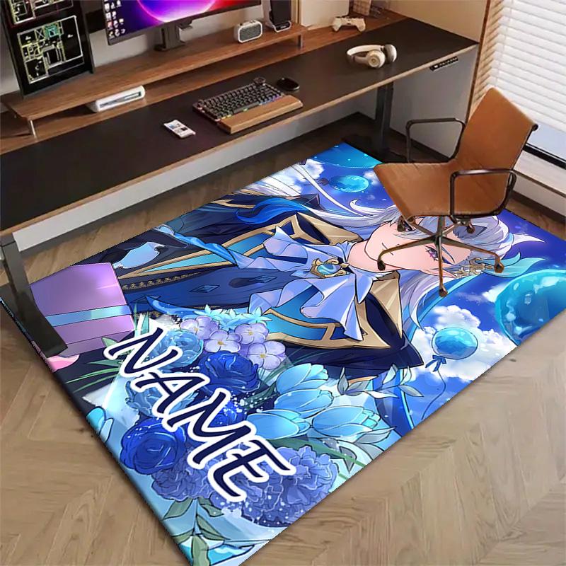 Custom Genshin Impact Mat Personalized Name, Polyester Washable Indoor Entryway Rug, Gift for Christmas, Easter, Thanksgiving Day