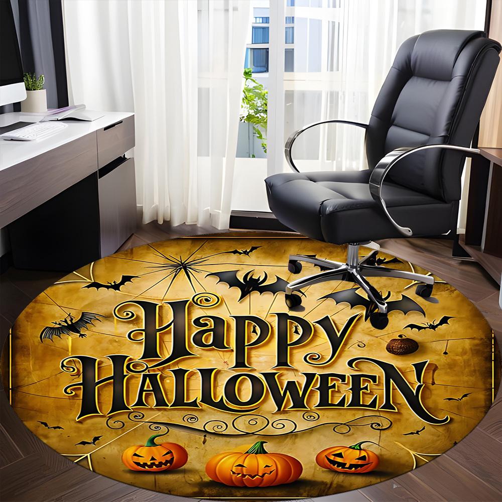 1pc Halloween Pumpkins Office Round Area Rug, Under Office Chairs Bedroom Living Room Home Decor, Room Deco