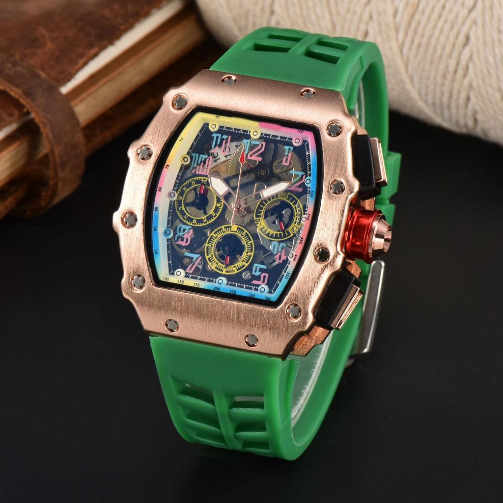 Barrel-shaped color quartz watch fashion business leisure silicone watch male student daily with calendar watch
