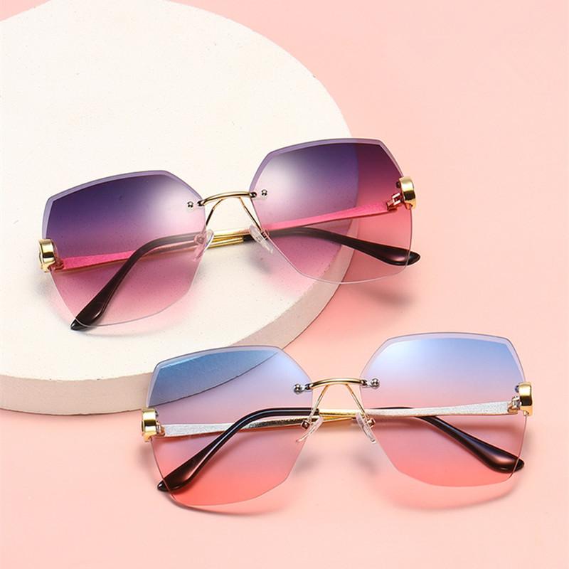 Mode Übergroße Randlose Sonnenbrille Damen Berühmte Luxusmarke Design Sexy Vintage Dame Sommerstil Sonnenbrille