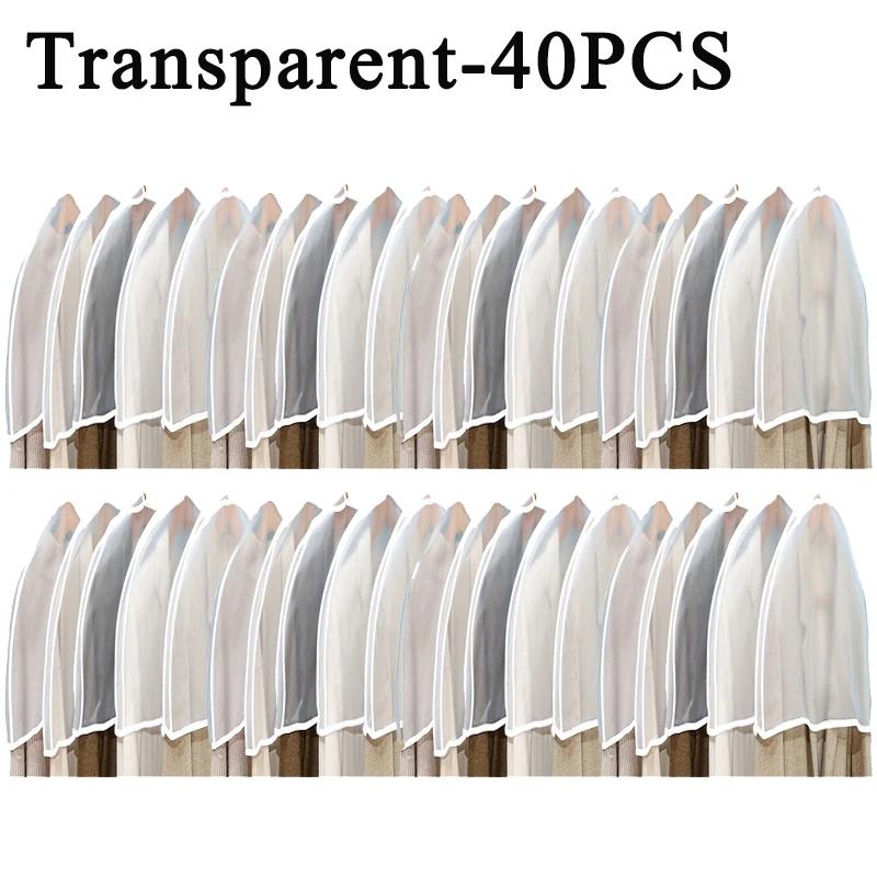 1-40PCSEVA Waterproof Transparent Suit Jacket Storage Bag Semi Packaged Clothing Dust Cover Short Wardrobe Hanging Clothes Cover
