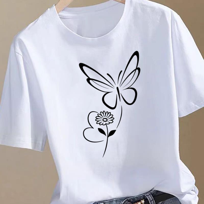 (Asian Size) leopard letter 90s Clothing T Shirt Women Fashion Tee Top Woman Female Short Sleeve Graphic Print T-shirts