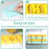 Kids Cartoon Popsicle Molds - 4 Pack, 10-Cavity Food-Grade Silicone Ice Pop Cream Molds, with Reusable Sticks, Non-Stick Flat Design, Easy Release,