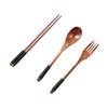 3-teiliges Holzbesteckset Chinesischer Stil Tragbare Essstäbchen Löffel Gabel Geschirr für Zuhause Küche Essgeschirr Outdoor Reise Besteck