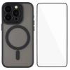 For iPhone 15 Pro Max Case Compatible with MagSafe WANLONFENG QB Series PC TPU Phone Cover with Screen Film