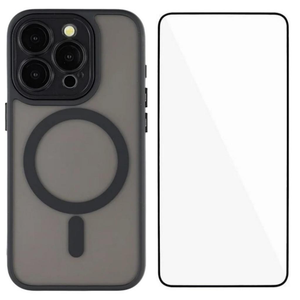 For iPhone 15 Pro Max Case Compatible with MagSafe WANLONFENG QB Series PC TPU Phone Cover with Screen Film