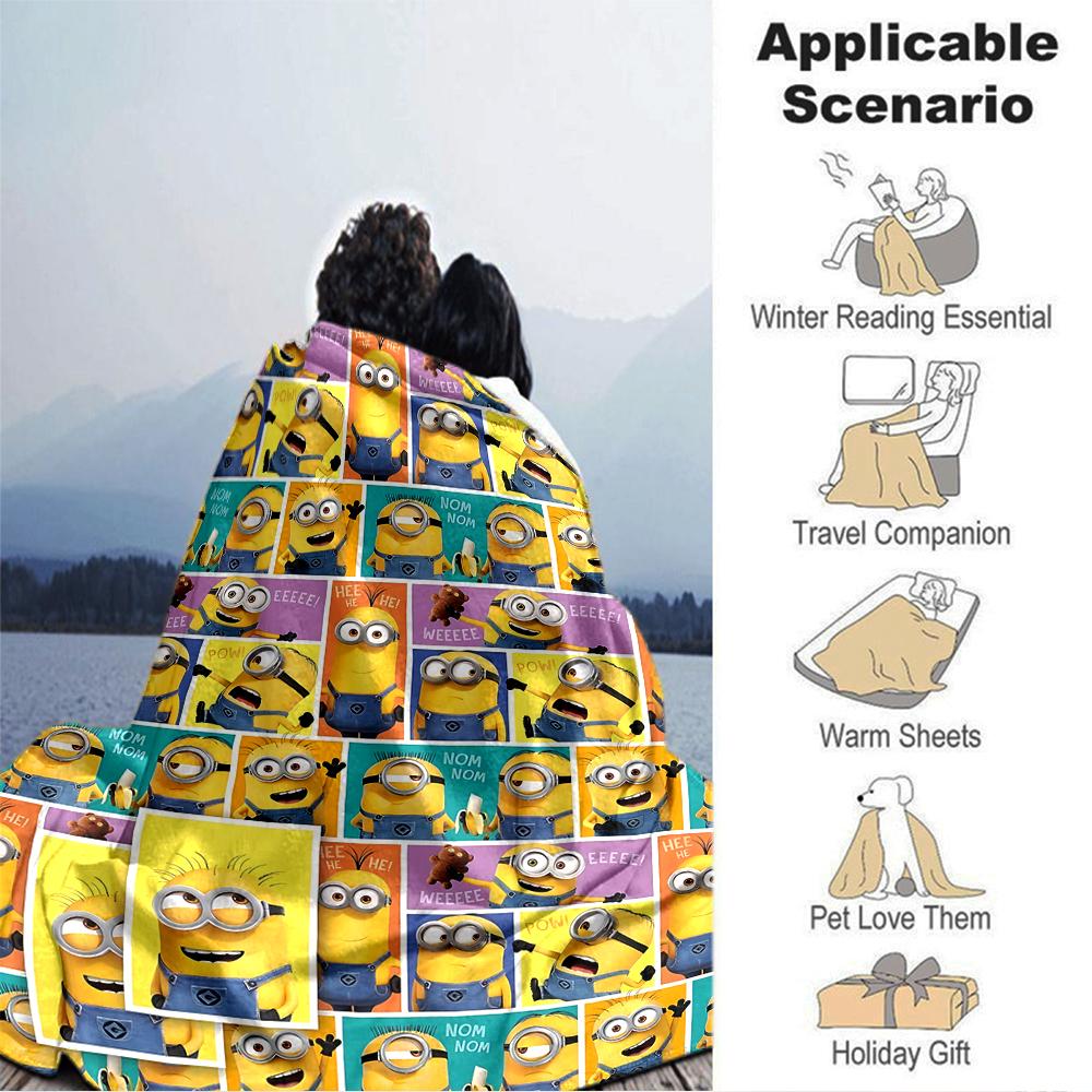 Despicable Minions Collage Blanket Soft Throw Blanket For Home Bedroom Bed Sofa Travel Office Solid Christmas Blanket
