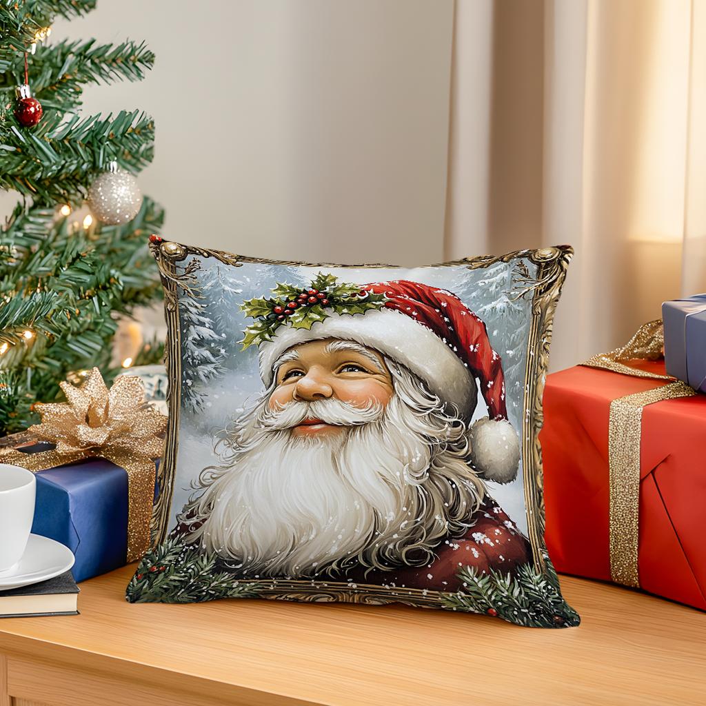 Christmas Decoration Cushions Pillowcase Polyester Cushion Cover Throw Pillow Sofa Decoration Pillowcover Home Car Sofa Decor