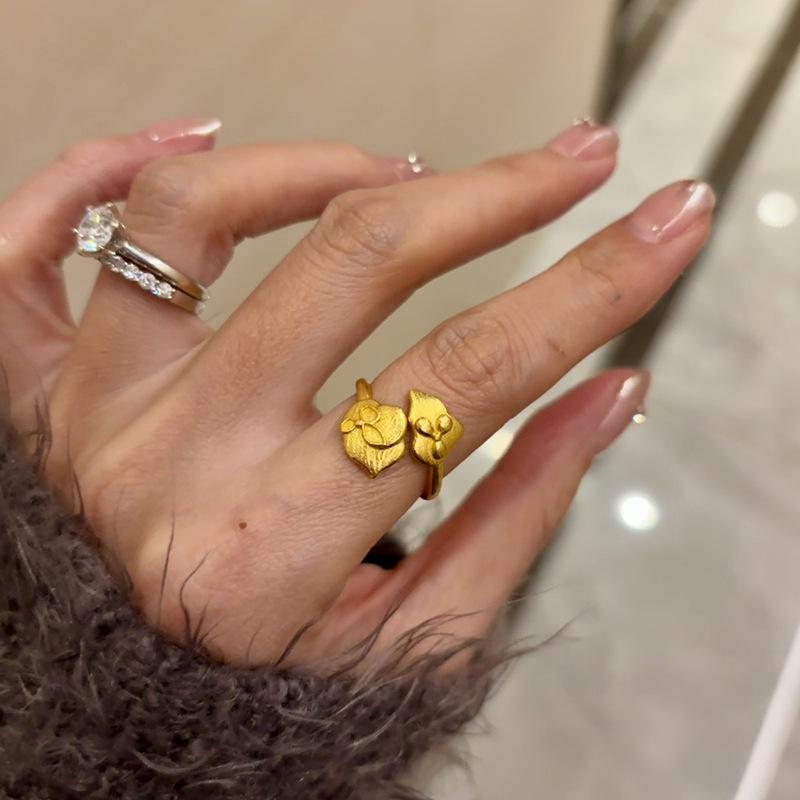 Classic and minimalist lotus bag Maple Leaf rings for women Light Luxury Charms ring Opening Simple banquet Jewelry Gifts