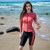 Women's Conservative Two-Piece Swimsuit: Long Sleeve & Pants, Summer Sun Protection, Japanese-Korean Style, Ideal for Swimming & Hot Springs.