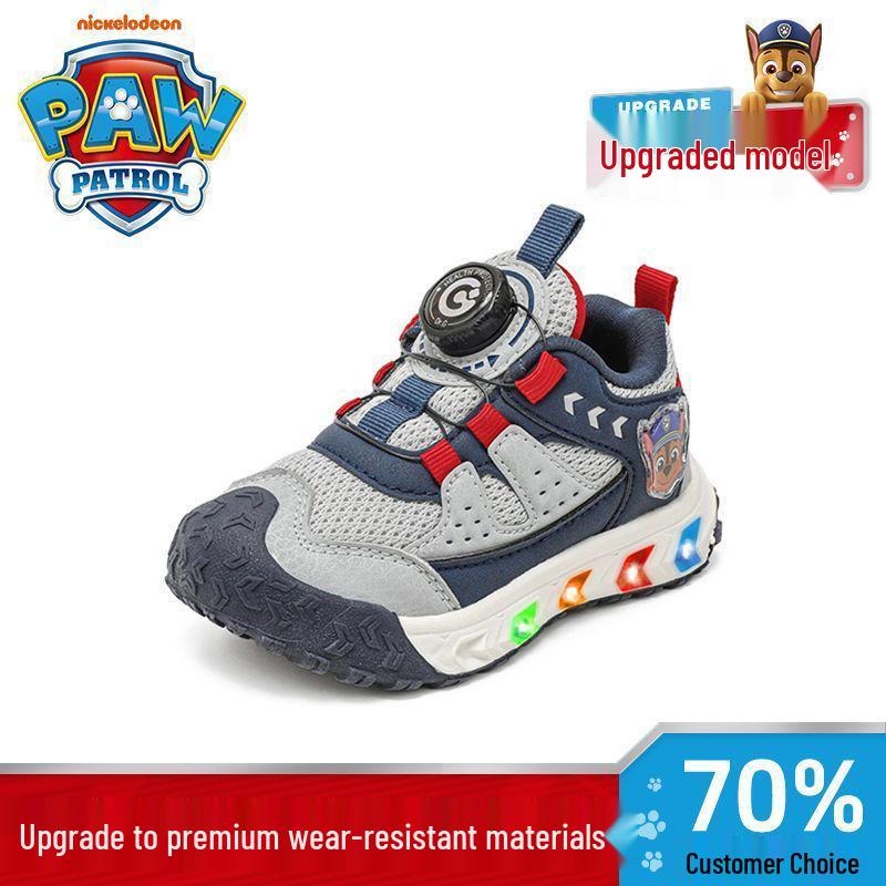 Paw Patrol Girls' Luminous Flashing Light Sneakers - Colorful and Comfortable Autumn Style Sports Shoes