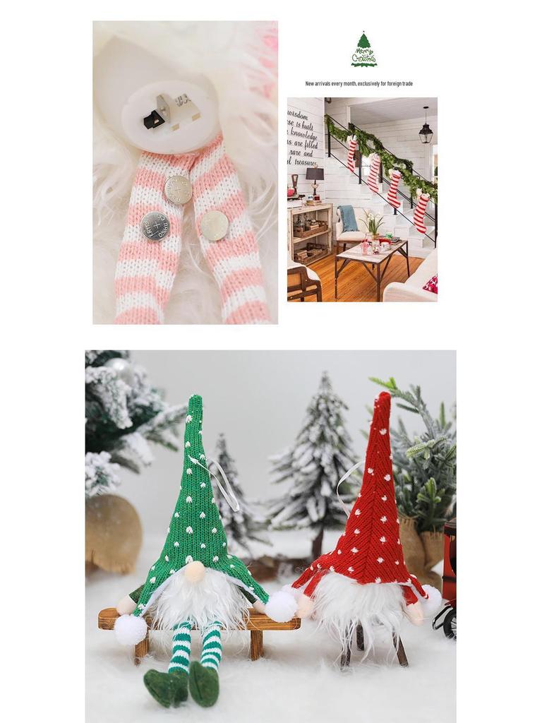 LED-Lit Knitted Forest Elf Christmas Tree Ornament