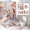 Disney Zootopia Movie Bathroom Accessories Set, 4 Pieces Waterproof Polyester Shower Curtain with Rings, Trendy Decor