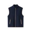 Men's Solid-color Casual Zip-up Jacket, Fleece Stand-up Collar Vest