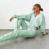 Collection of 2 Pieces Women Coat Pants Suit Hooded Zip-up Long Sleeve Short Top Elastic Hem And Waist Ankle-banded Pockets Trousers Winter D